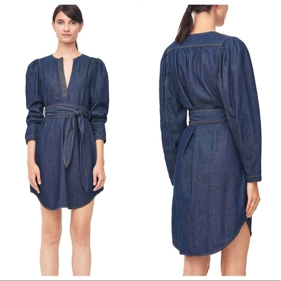 Rebecca Taylor puffed sleeves denim / chambray dress ( no belt) O5 - Picture 1 of 12